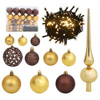 vidaXL Set de bolas de Navidad 61 pzas con pico 150 LED dorado bronce