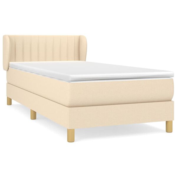 vidaXL Cama box spring con colch&oacute;n tela color crema 90x200 cm