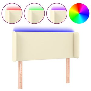 vidaXL Cabecero con LED cuero sint&eacute;tico crema 83x16x78/88 cm