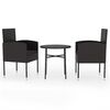vidaXL Juego de comedor para jard&iacute;n 3 piezas rat&aacute;n sint&eacute;tico negro