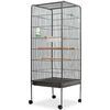 vidaXL Jaula para p&aacute;jaros con techo de acero negro 54x54x146 cm