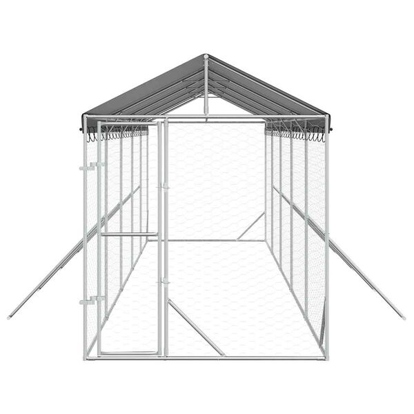 vidaXL Perrera de exterior con toldo acero galvanizado plata 2x10x2,5m