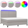 vidaXL Cama box spring colch&oacute;n y luces LED tela gris claro 160x200 cm