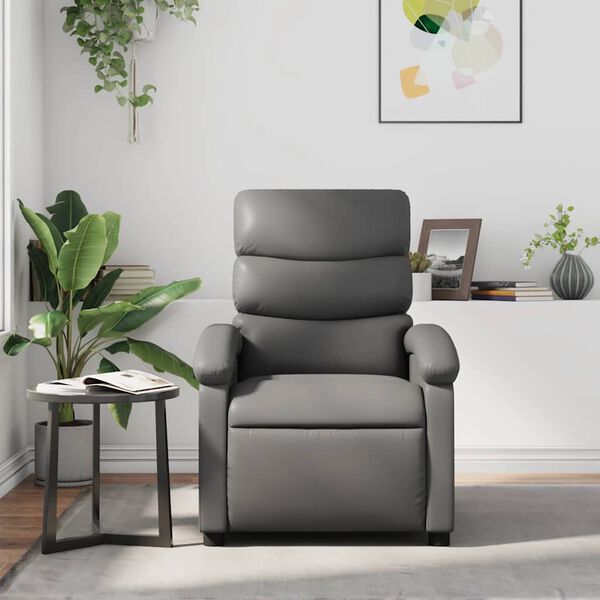 vidaXL Sill&oacute;n de masaje reclinable cuero sint&eacute;tico gris