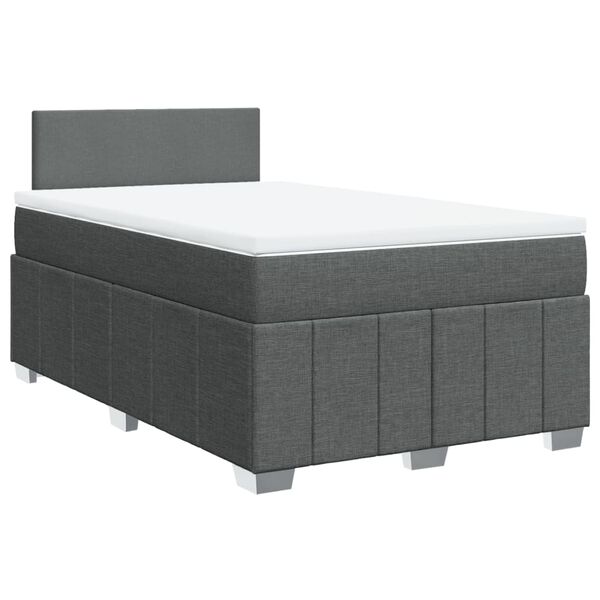 vidaXL Cama box spring con colch&oacute;n tela gris oscuro 120x200 cm