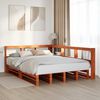vidaXL Cama con estanter&iacute;a sin colch&oacute;n madera maciza marr&oacute;n 140x190 cm
