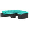 vidaXL Conjunto de sof&aacute; de jard&iacute;n de 11 piezas con cojines negro