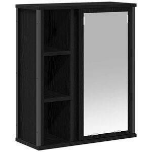 vidaXL Mueble de ba&ntilde;o de pared con espejo roble negro 50x21x60 cm