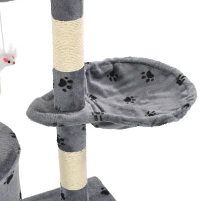 vidaXL Rascador para gatos con poste de sisal 138 cm huellas gris