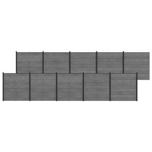 vidaXL Conjunto de valla 1737 x 186 cm WPC y Aluminio Gris
