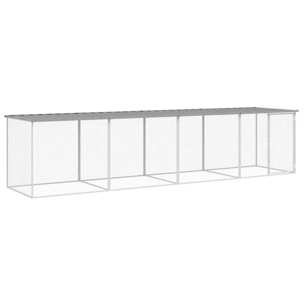 vidaXL Gallinero con techo acero galvanizado gris claro 403x98x90 cm