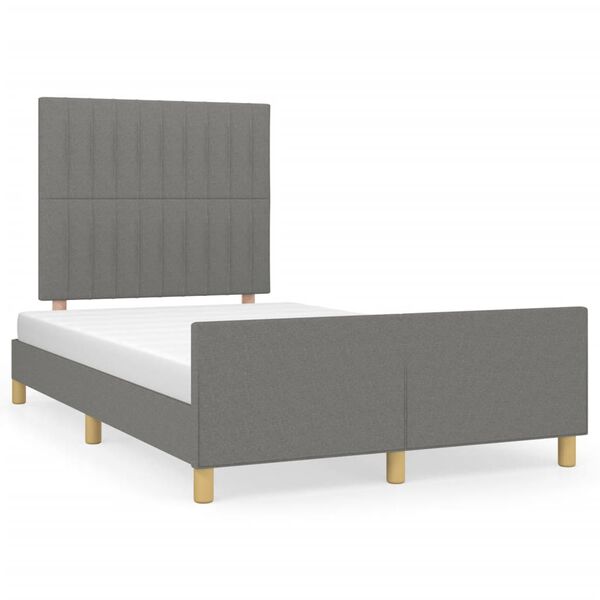 vidaXL Estructura de cama sin colch&oacute;n tela gris oscuro 120x200 cm