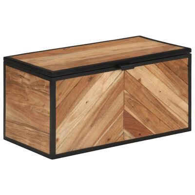 vidaXL Caja de almacenaje madera maciza acacia y hierro 60x30x30 cm