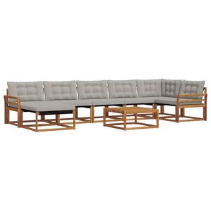 vidaXL Conjunto de sof&aacute;s de exterior 8 pcs Gris Natural y Claro