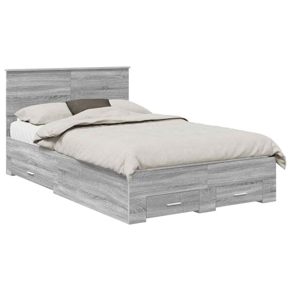 vidaXL Estructura de cama con cabecera Gris Sonoma 120 x 190 cm