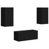 vidaXL Conjunto de mueble de TV 6 uds. Negro Madera de ingenier&iacute;a