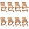 vidaXL Sillas plegables, 8 unidades, madera maciza de teca.