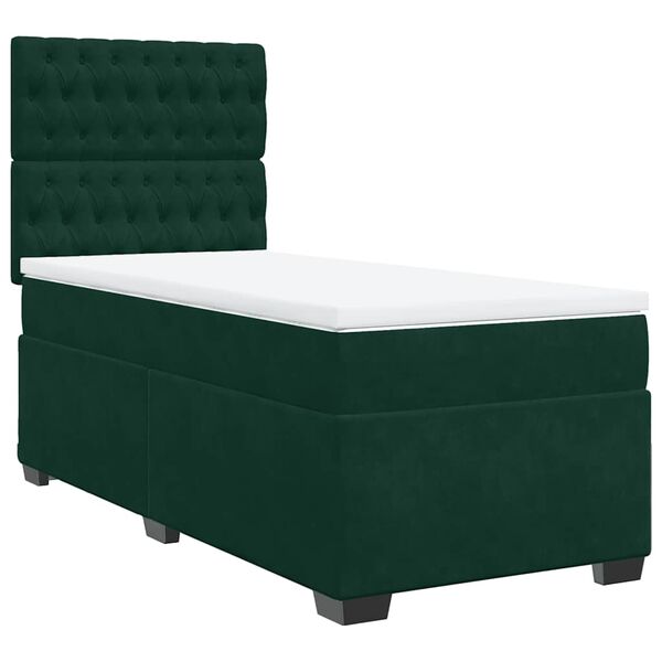 vidaXL Cama box spring con colch&oacute;n terciopelo verde oscuro 100x200 cm