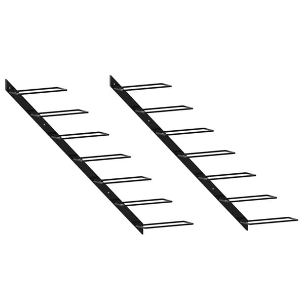 vidaXL Botellero de pared para 14 botellas 2 unidades metal negro