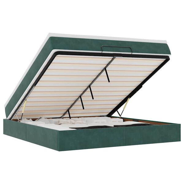 vidaXL Estructura de cama otomana con colch&oacute;n verde oscuro 180x200 cm