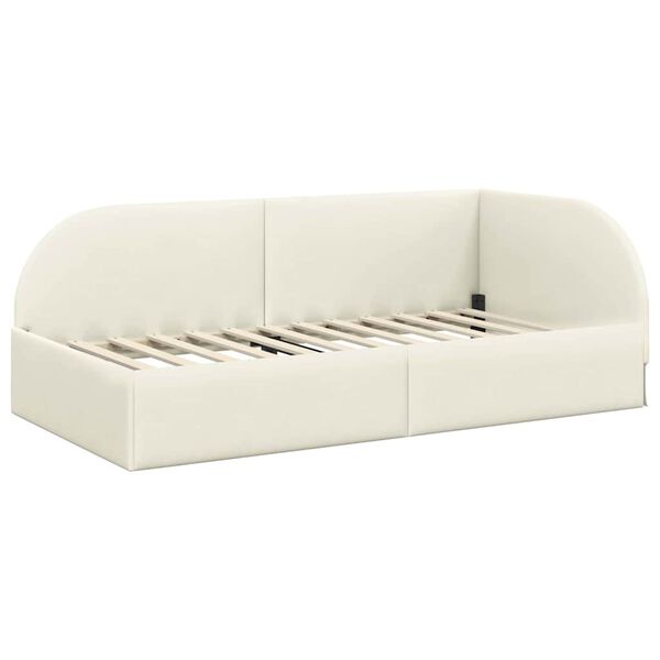 vidaXL Estructura de cama en esquina con cabecera Crema 80 cm x 200 cm