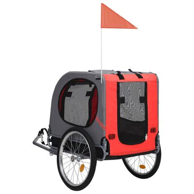 vidaXL Remolque de bicicleta para mascotas rojo y negro