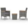 vidaXL Muebles de jard&iacute;n 3 pzas rat&aacute;n sint&eacute;tico madera acacia gris
