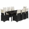 vidaXL Set de mesa y sillas de jard&iacute;n 9 pzas y cojines rat&aacute;n PE negro
