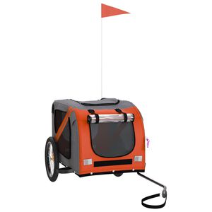 vidaXL Remolque de bicicleta mascotas hierro tela Oxford naranja negro