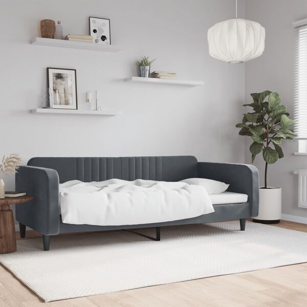 vidaXL Sof&aacute; cama terciopelo gris oscuro 90x190 cm