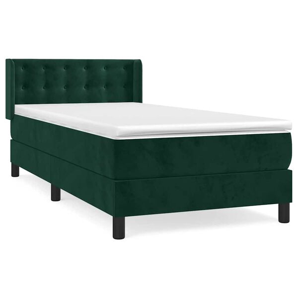 vidaXL Cama box spring con colch&oacute;n terciopelo verde oscuro 100x200 cm