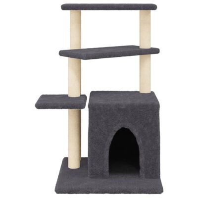 vidaXL Rascador para gatos con postes de sisal gris oscuro 83,5 cm