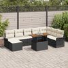 vidaXL Conjunto de sof&aacute; de jard&iacute;n 9 pcs Negro Polirat&aacute;n