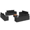 vidaXL Set de sof&aacute;s de jard&iacute;n y cojines 13 pzas rat&aacute;n sint&eacute;tico negro