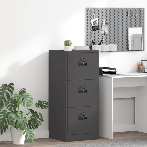 vidaXL Mueble archivador con caj&oacute;n Negro 45,5 x 42 x 106,5 cm