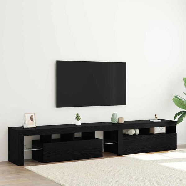vidaXL Gabinete de TV con LED 2 pcs Roble Negro 230 x 36,5 x 40 cm