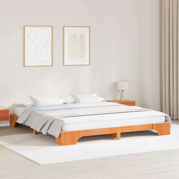 vidaXL Estructura de cama Marr&oacute;n cera 180 x 200 cm