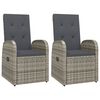vidaXL Sillones de jard&iacute;n reclinables con cojines 2 uds rat&aacute;n PE gris