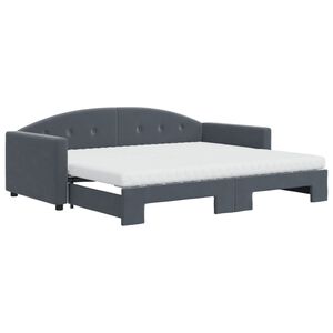 vidaXL Sof&aacute; cama nido con colch&oacute;n terciopelo gris oscuro 90x200 cm