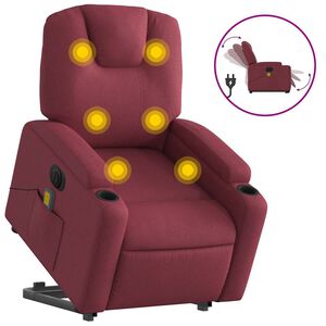 vidaXL Sill&oacute;n de masaje elevable el&eacute;ctrico tela rojo tinto