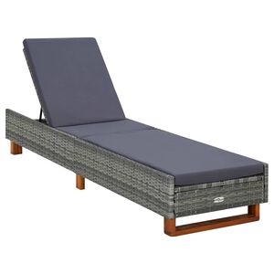 vidaXL Tumbona con coj&iacute;n de rat&aacute;n sint&eacute;tico gris