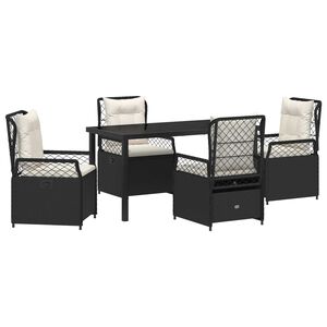 vidaXL Conjunto de Comedor de Jard&iacute;n 5 pcs Negro rat&aacute;n sint&eacute;tico