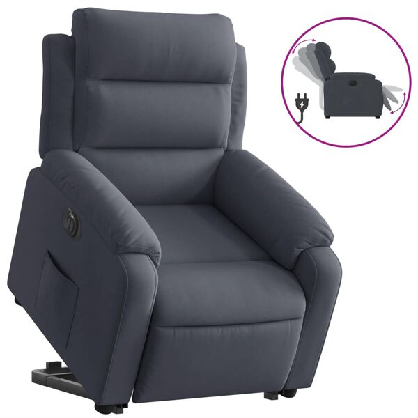 vidaXL Sillón eléctrico reclinable elevable de terciopelo gris oscuro