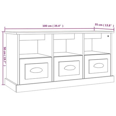 vidaXL Mueble de TV madera contrachapada blanco brillo 100x35x50 cm