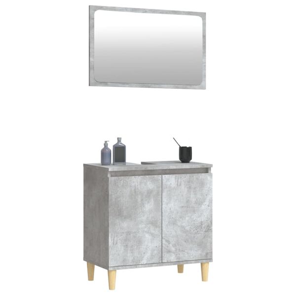 vidaXL Set muebles de ba&ntilde;o 2 piezas madera contrachapada gris hormig&oacute;n