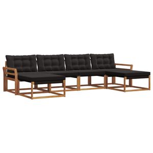 vidaXL Conjunto de sof&aacute;s de exterior con coj&iacute;n 6 pcs Natural y negro