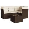 vidaXL Set comedor de jard&iacute;n 5 piezas y cojines rat&aacute;n sint&eacute;tico marr&oacute;n