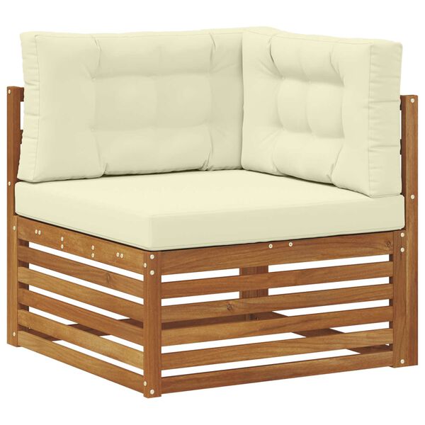 vidaXL Juegos de sof&aacute;s 9 pcs Natural y Crema Madera de Acacia S&oacute;lida