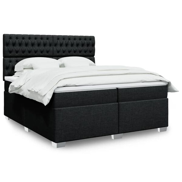 vidaXL Cama box spring con colch&oacute;n tela negro 200x200 cm