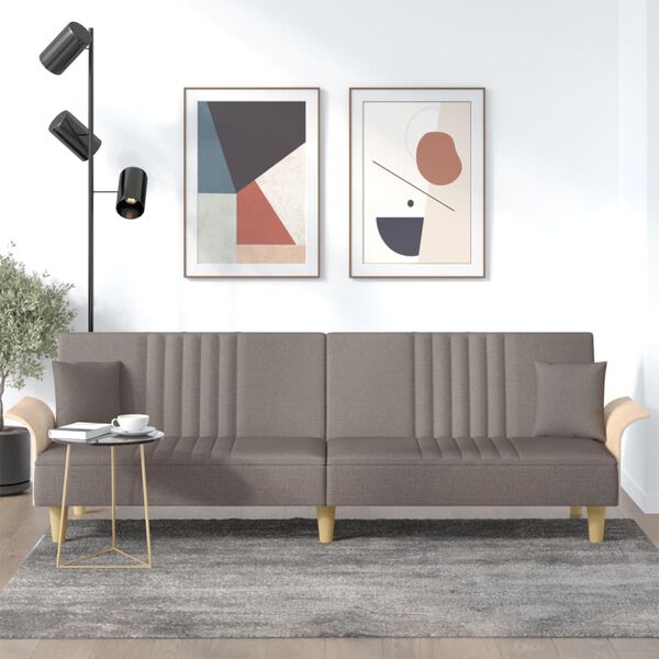 vidaXL Sof&aacute; cama con reposabrazos tela gris taupe